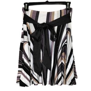 H&M Striped Skater Skirt Removable Tie Belt Size 4